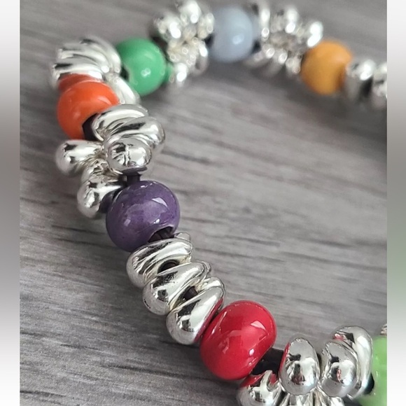 Bohemian Bracelect • DESTINY • Silver plated and multicolored glass beads - Picture 6 of 14